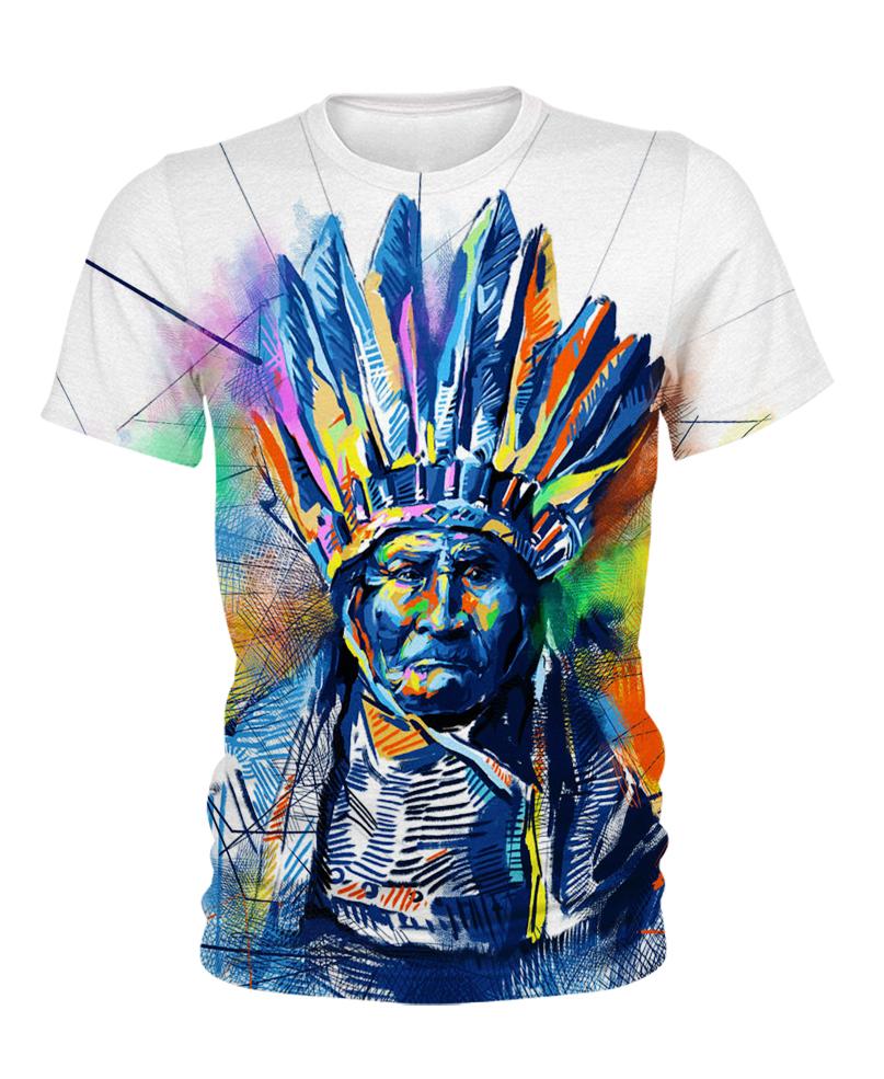Native American Indian Chief Colourful Painting