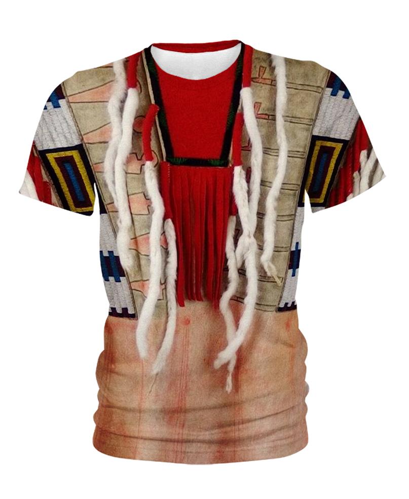 Native American Red Necklace White Feather