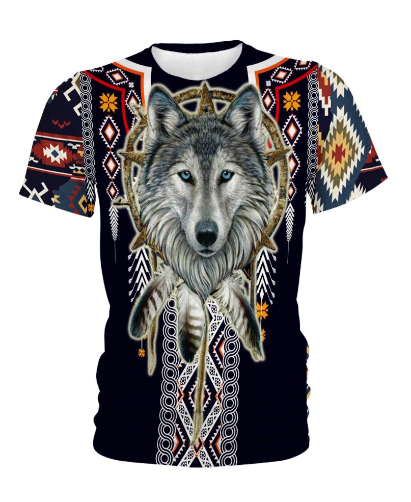 Native American Circle Wolf Head