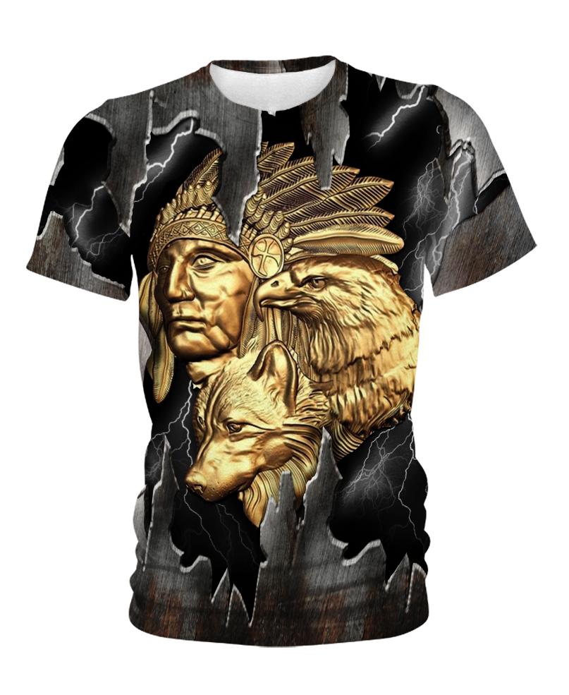 Native American Gold Indian Chief & Eagle