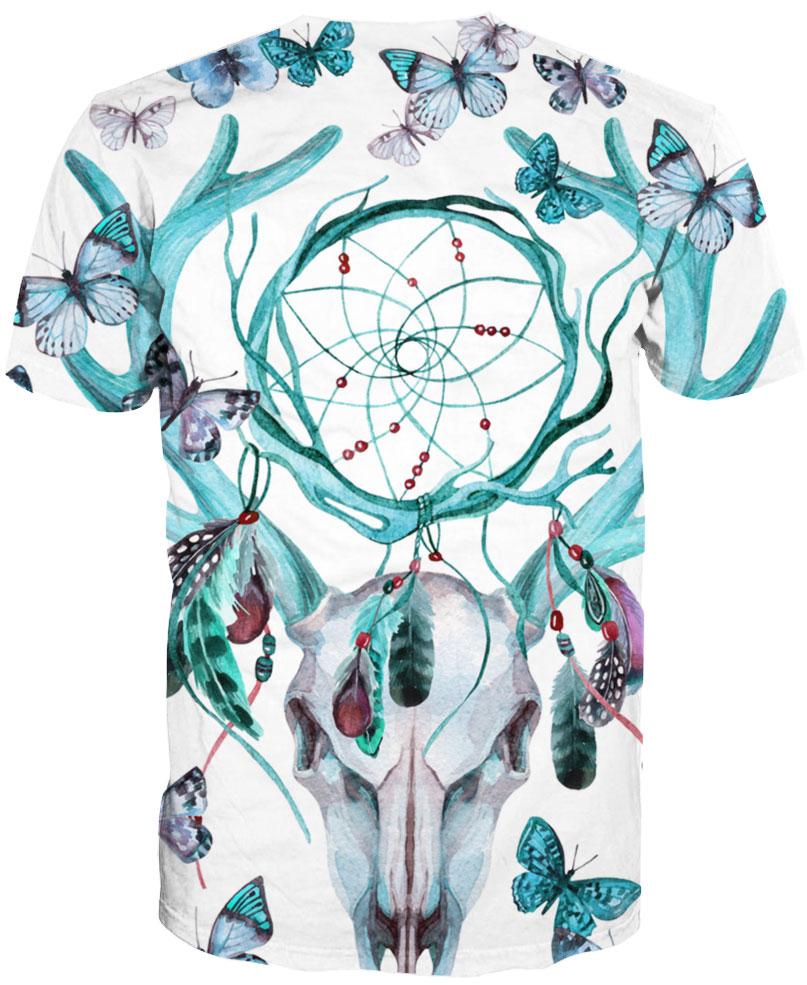 Native American Green Deer Skull Butterfly