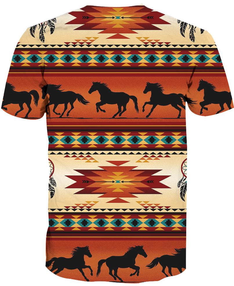 Native American Red Horses Motif