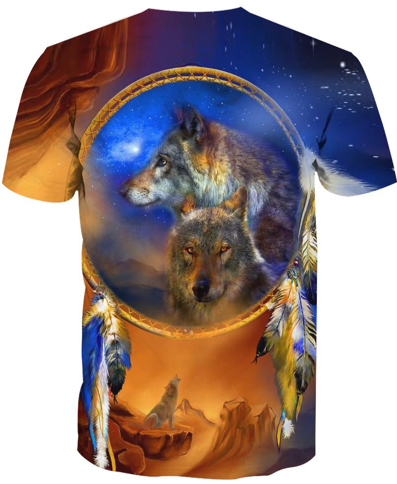 Native American Wolves Couple On Desert