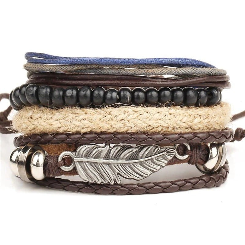 Vintage Multi Layer Braided Charm Bracelet