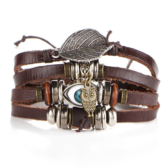 Vintage Multi Layer Braided Charm Bracelet