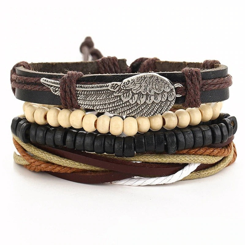 Vintage Multi Layer Braided Charm Bracelet