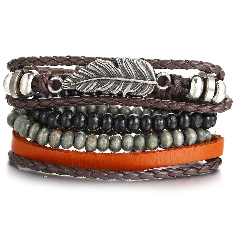 Vintage Multi Layer Braided Charm Bracelet