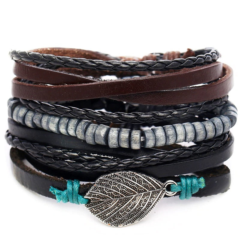Vintage Multi Layer Braided Charm Bracelet