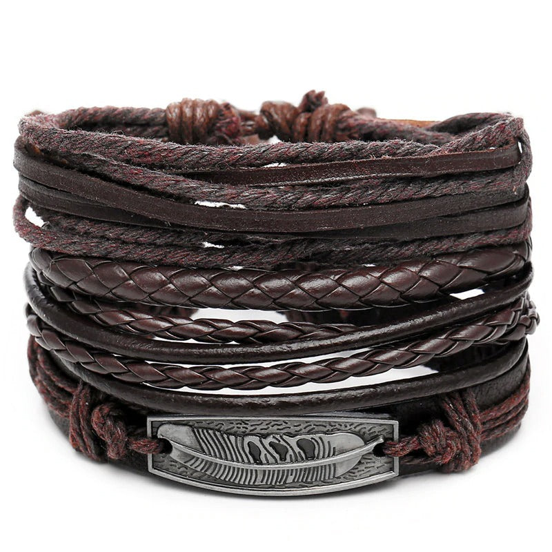 Vintage Multi Layer Braided Charm Bracelet