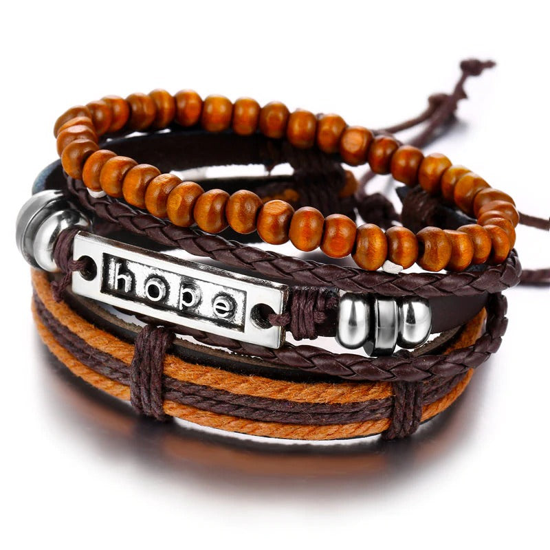 Vintage Multi Layer Braided Charm Bracelet