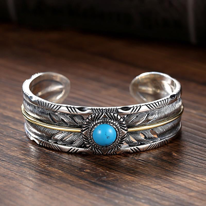 Double Feathered Turquoise Bracelet