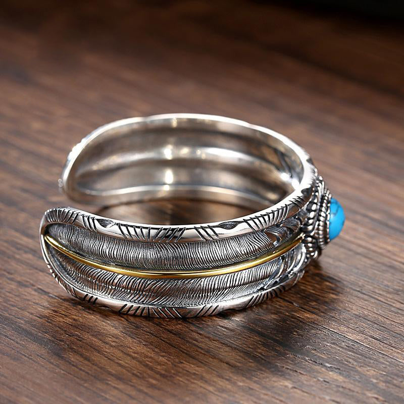 Double Feathered Turquoise Bracelet
