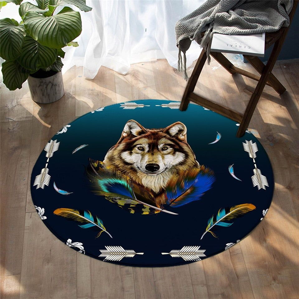 The Happy Wolf Round Carpet