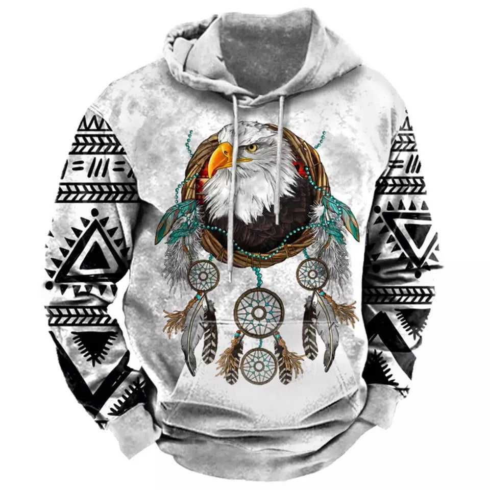 Men's Vintage Dream Catcher and Eagle Hoodie