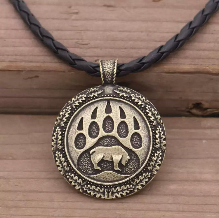Tribal Bear & Bear Print Necklace