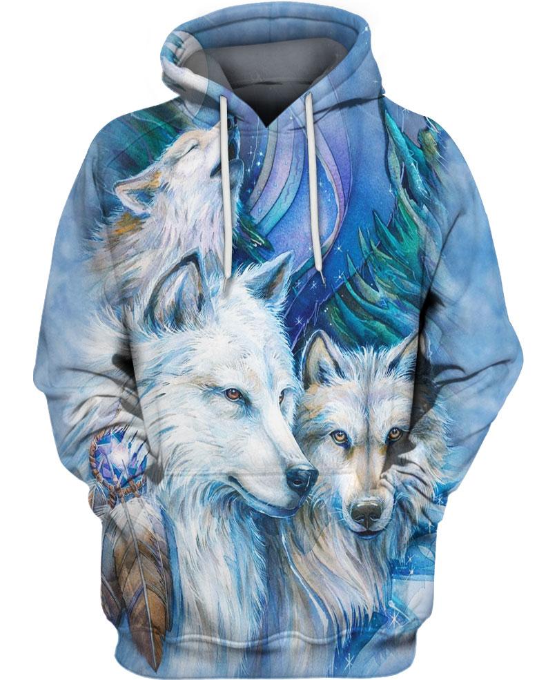 Native American Wolf Couple Blue