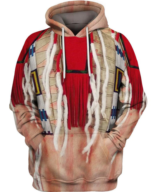 Native American Red Necklace White Feather