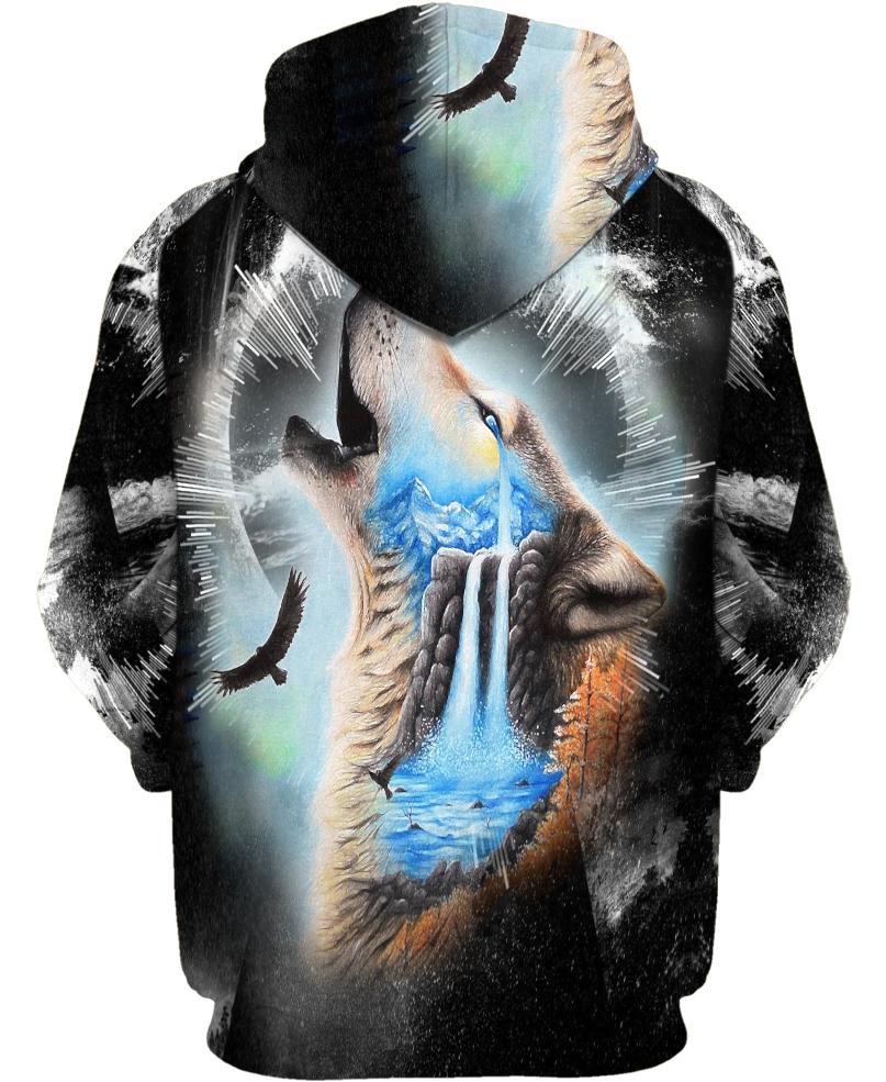 Native American Blue Nature & Wolf