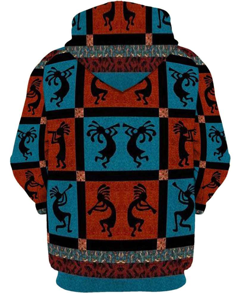 Native American Red Blue Dance Of Indian Chief