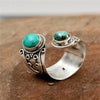 Vintage Style Rattan Pattern Inlaid Natural Stone Ring
