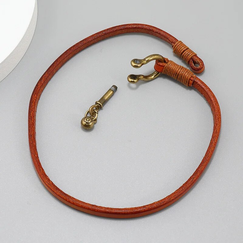 Horse Shoe Two Loop Leather Bracelet