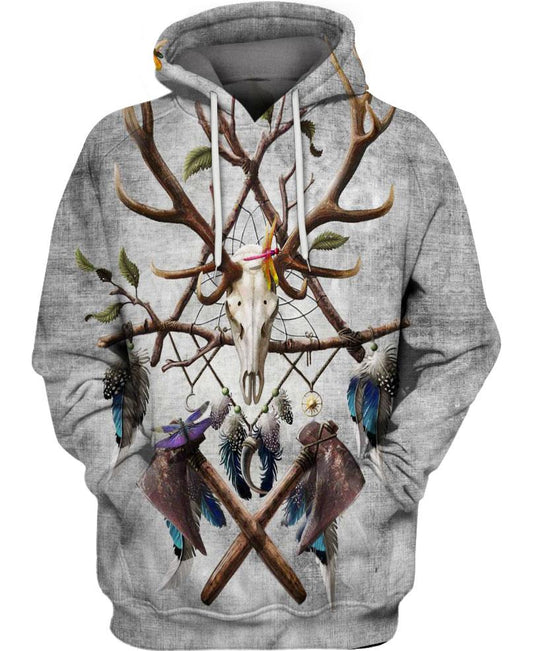 Native American Deer Skull Poleax