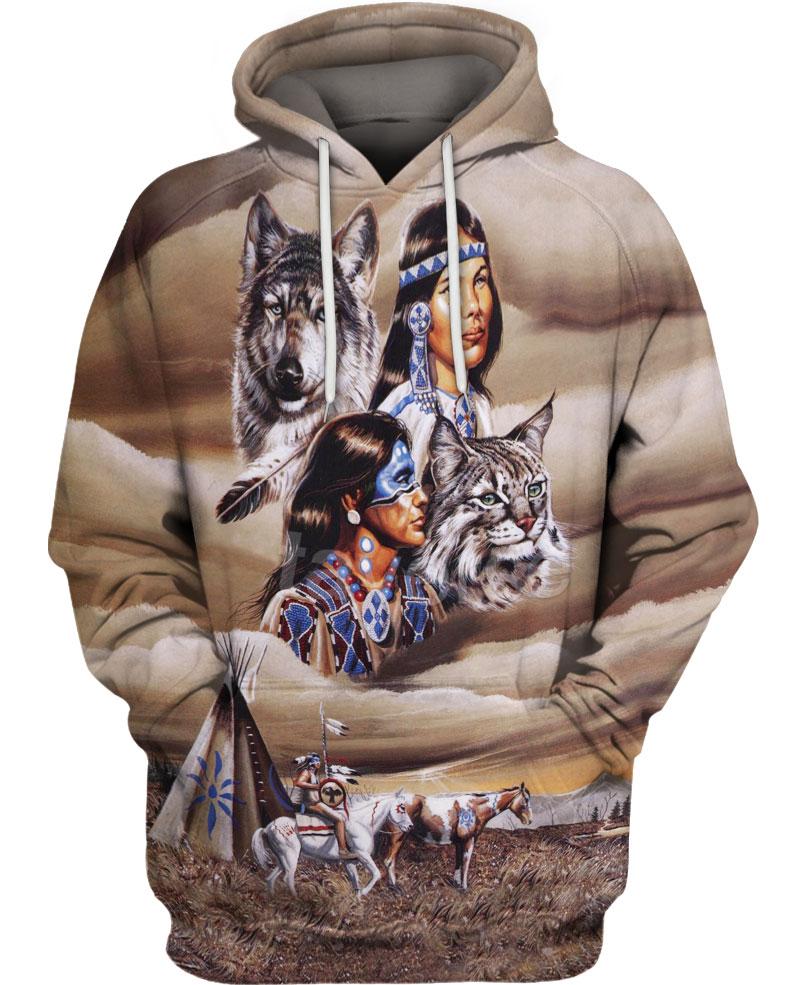 Native American Leader & Wolves