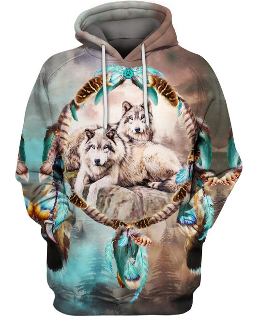 Native American Cute Wolves Couple