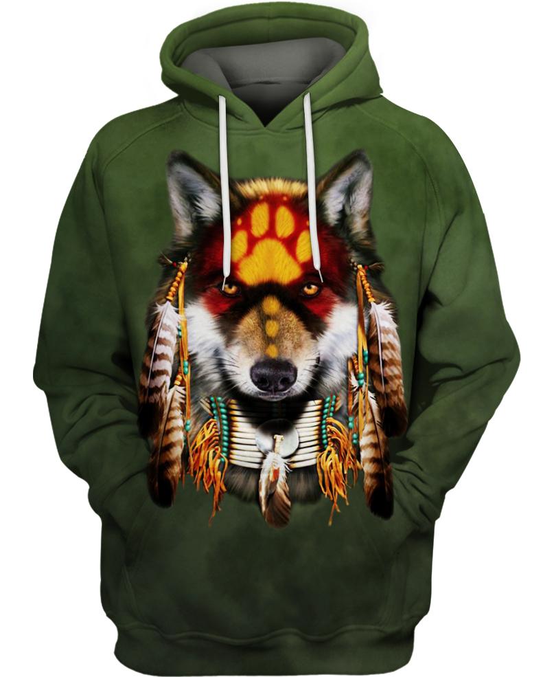 Native American Dark Green Wolf