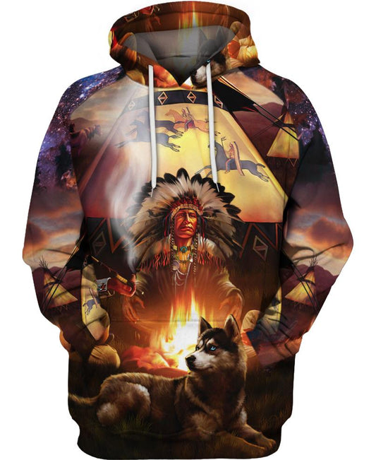 Native American Chief Wolf Fire