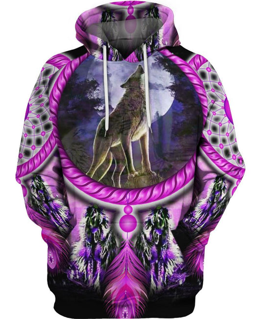 Native American Purple Circle Wolf