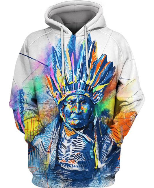Native American Indian Chief Colourful Painting
