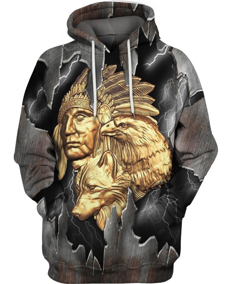 Native American Gold Indian Chief & Eagle