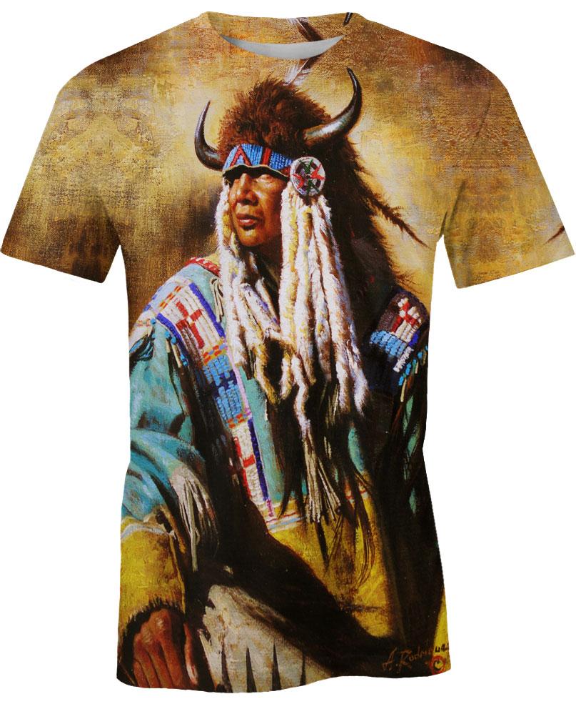 Native American Indian Chief Yellow Backgroud