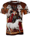Native American Indian Chief And White Horses