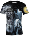 Native American Indian Chief With Wolves