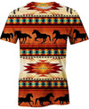 Native American Red Horses Motif