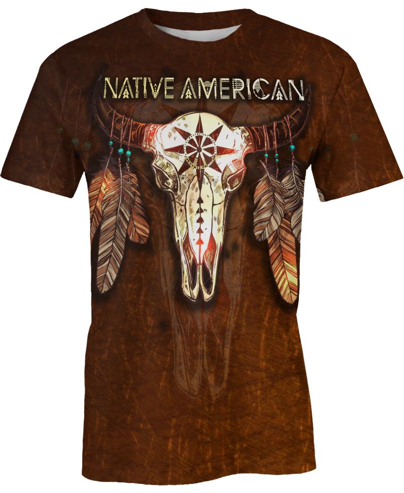 Native American Bison Skull Feather