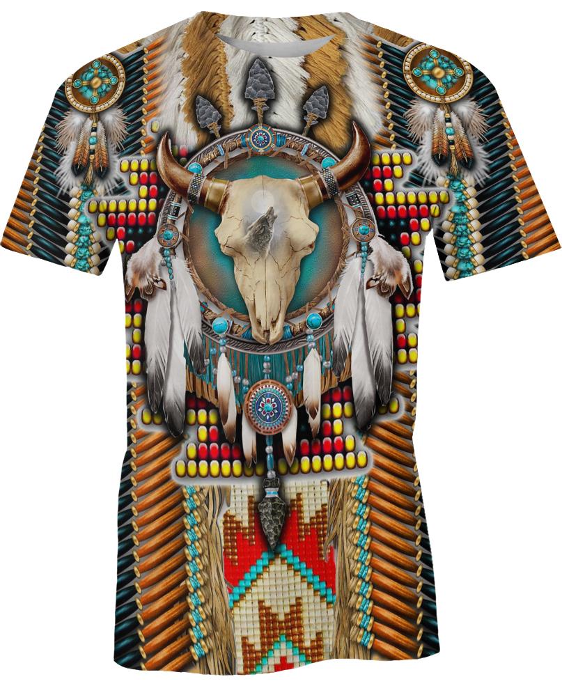 Native American Brown Blue Skull