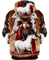 Native American Indian Chief And White Horses
