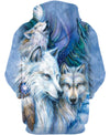 Native American Wolf Couple Blue