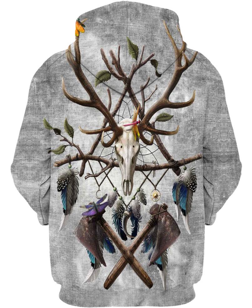Native American Deer Skull Poleax