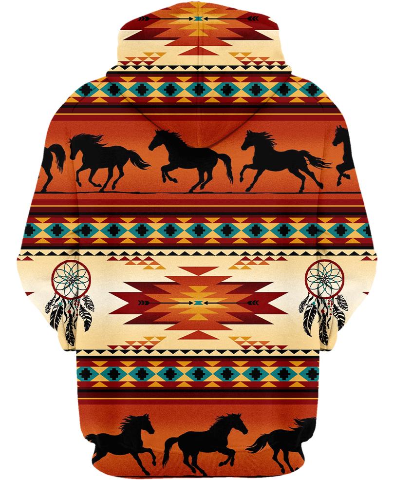 Native American Red Horses Motif
