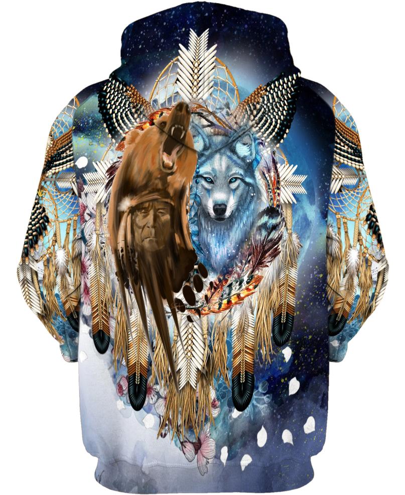 Native American Blue Wolf & Brown Wolf