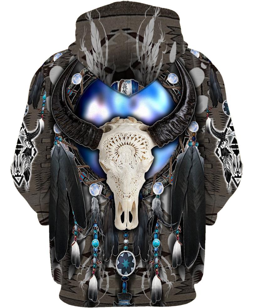 Native American Blur Bison Skull