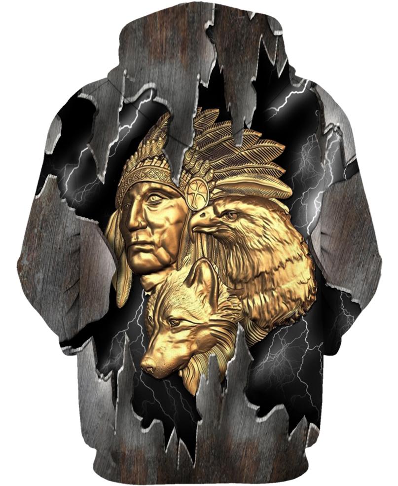Native American Gold Indian Chief & Eagle