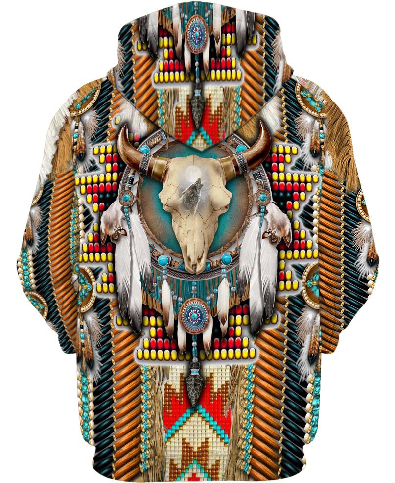 Native American Brown Blue Skull