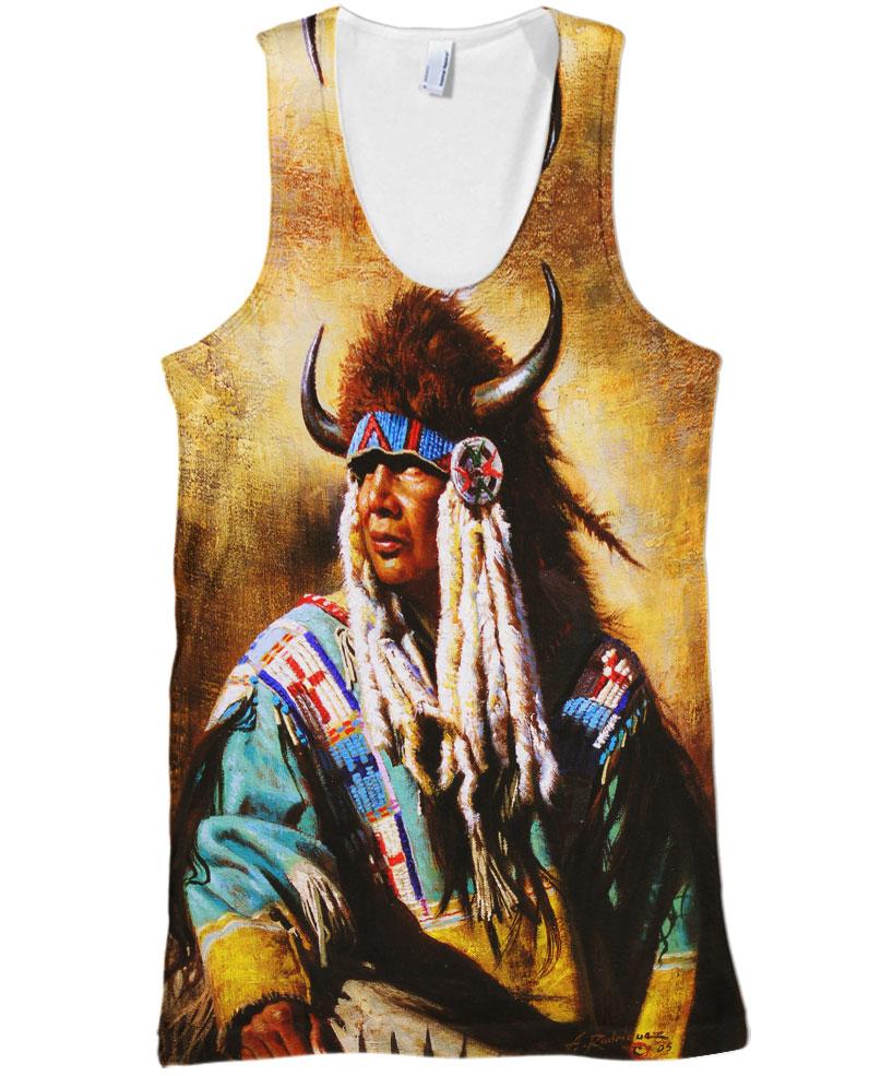 Native American Indian Chief Yellow Backgroud