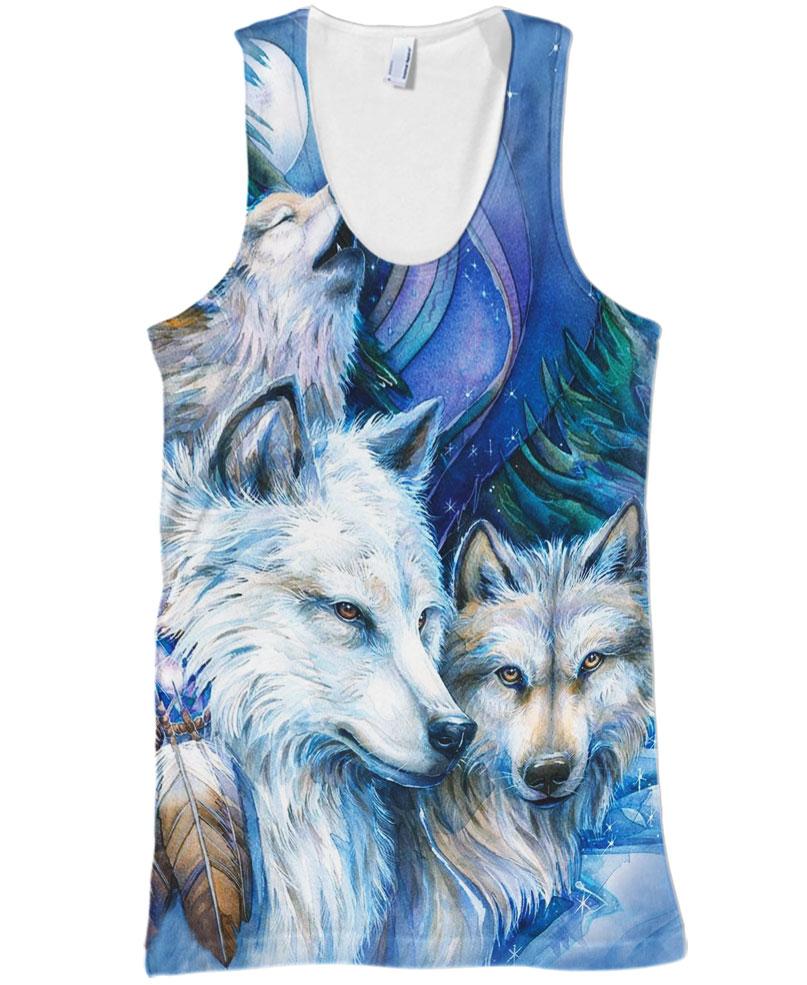 Native American Wolf Couple Blue