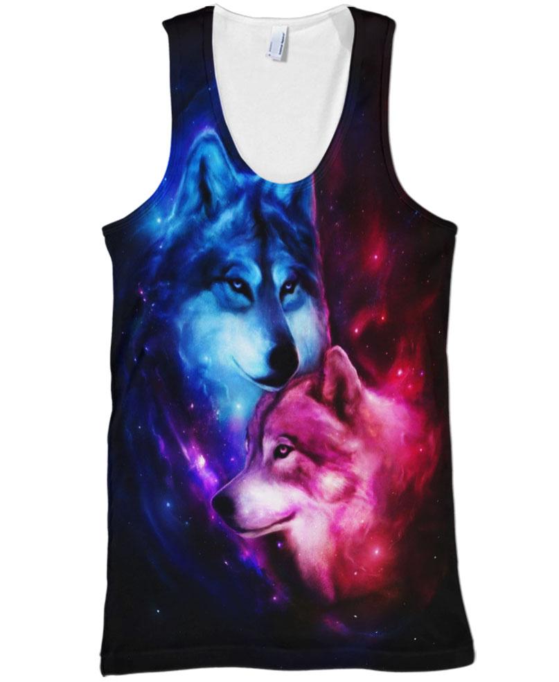 Native American Galaxy Couple Wolves